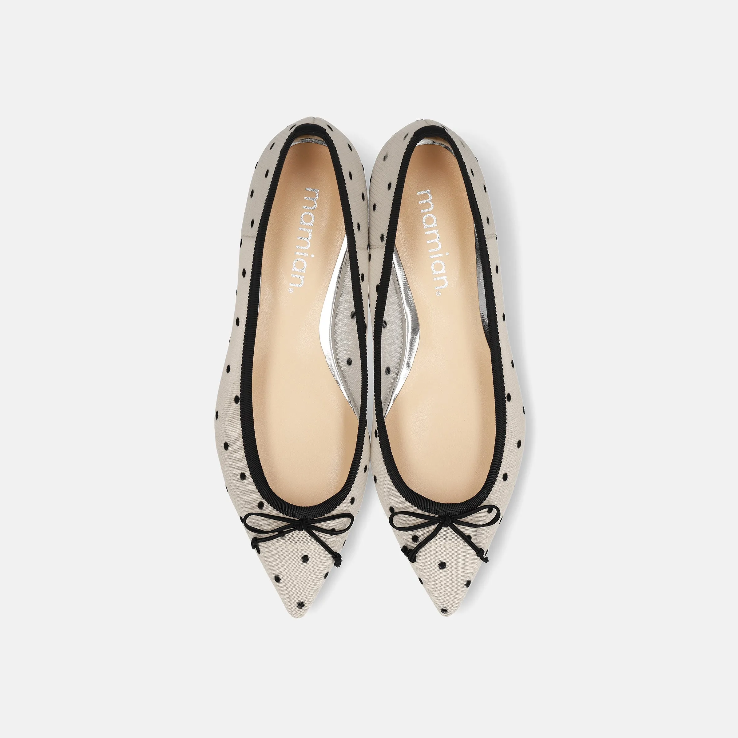 10% OFF: 2024SS: Dot Tulle Ballet Shoes (m17037) Beige TU