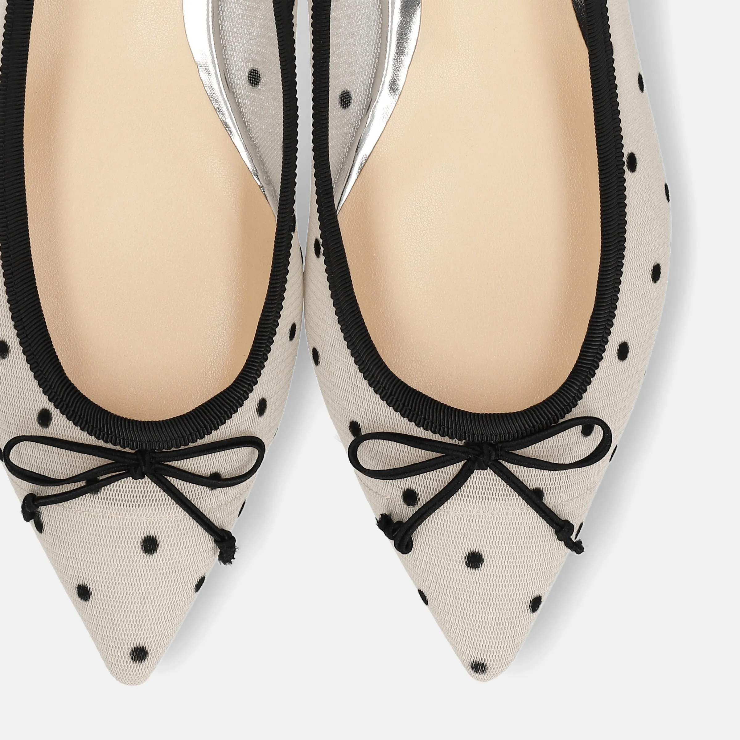 10% OFF: 2024SS: Dot Tulle Ballet Shoes (m17037) Beige TU