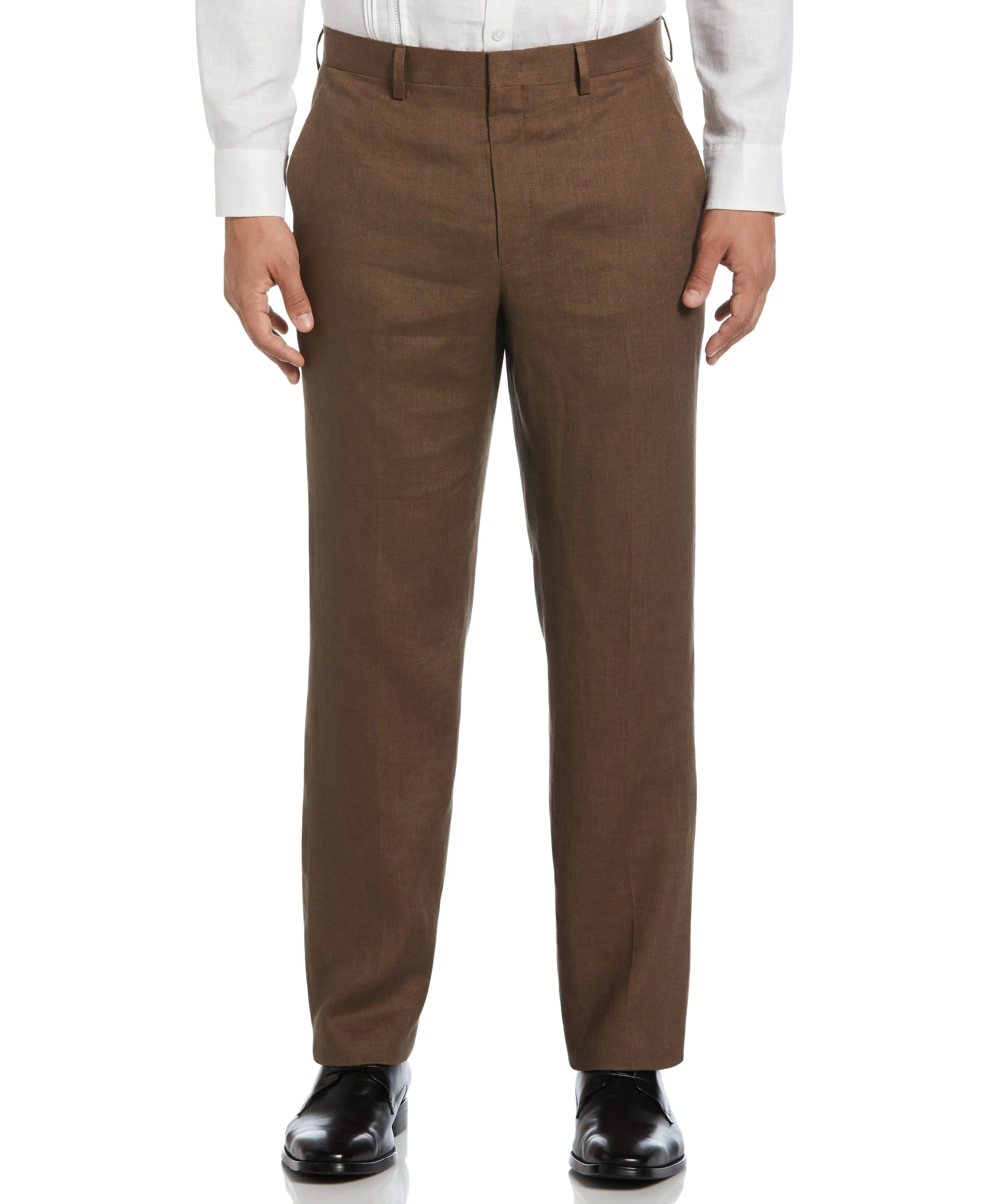 100% Linen Solid Flat Front Pant