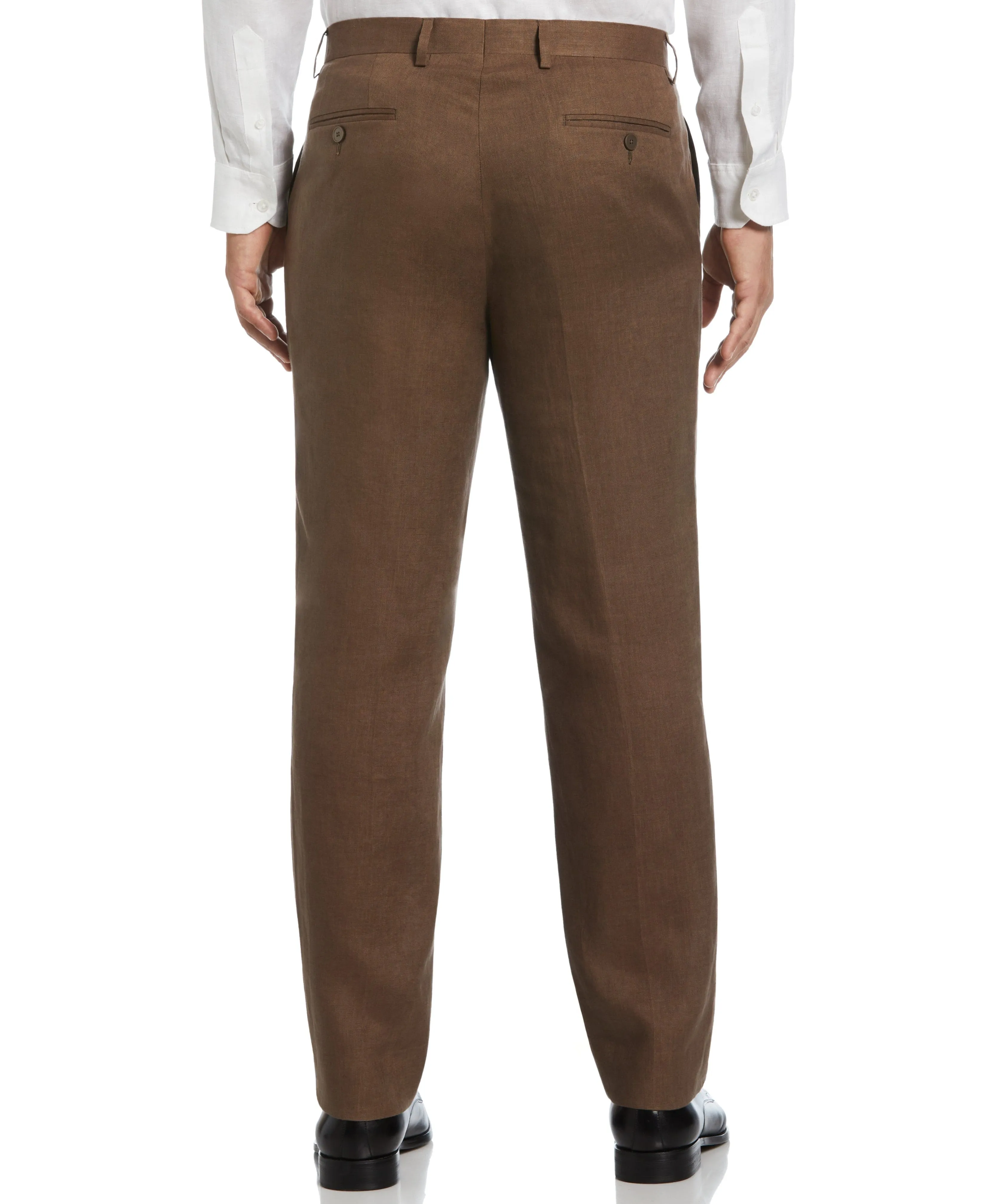 100% Linen Solid Flat Front Pant