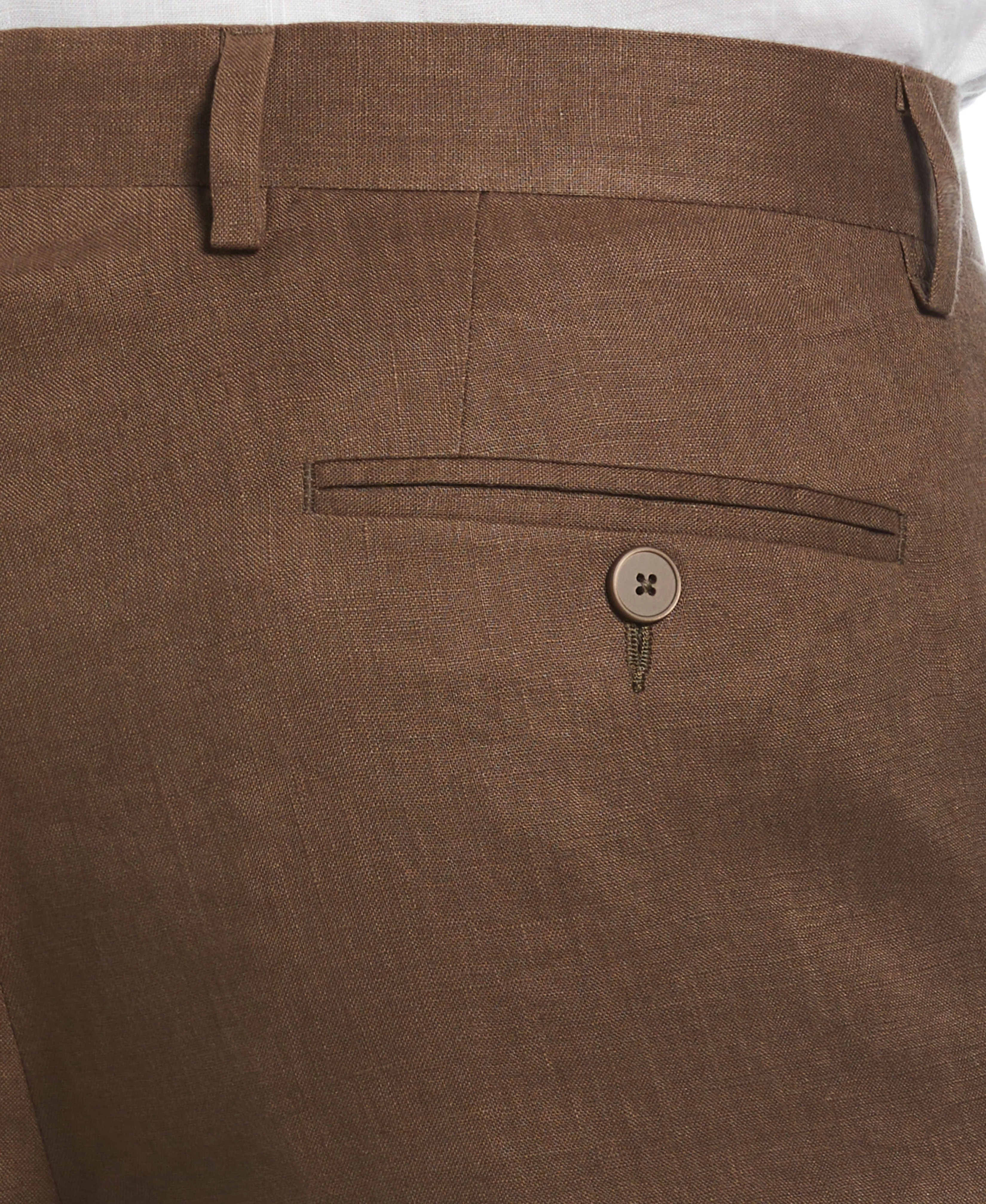 100% Linen Solid Flat Front Pant