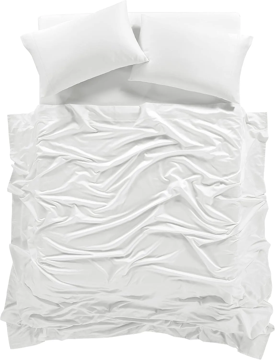 100% Supima Cotton Sheets 600 Thread Count,Bed Sheet Set King Size Sheets 4 Pieces,Soft & Silk Sateen Weave, Fits Mattress Up to 18",Deep Pocket, Breathable & Fade Resistant(White,King)