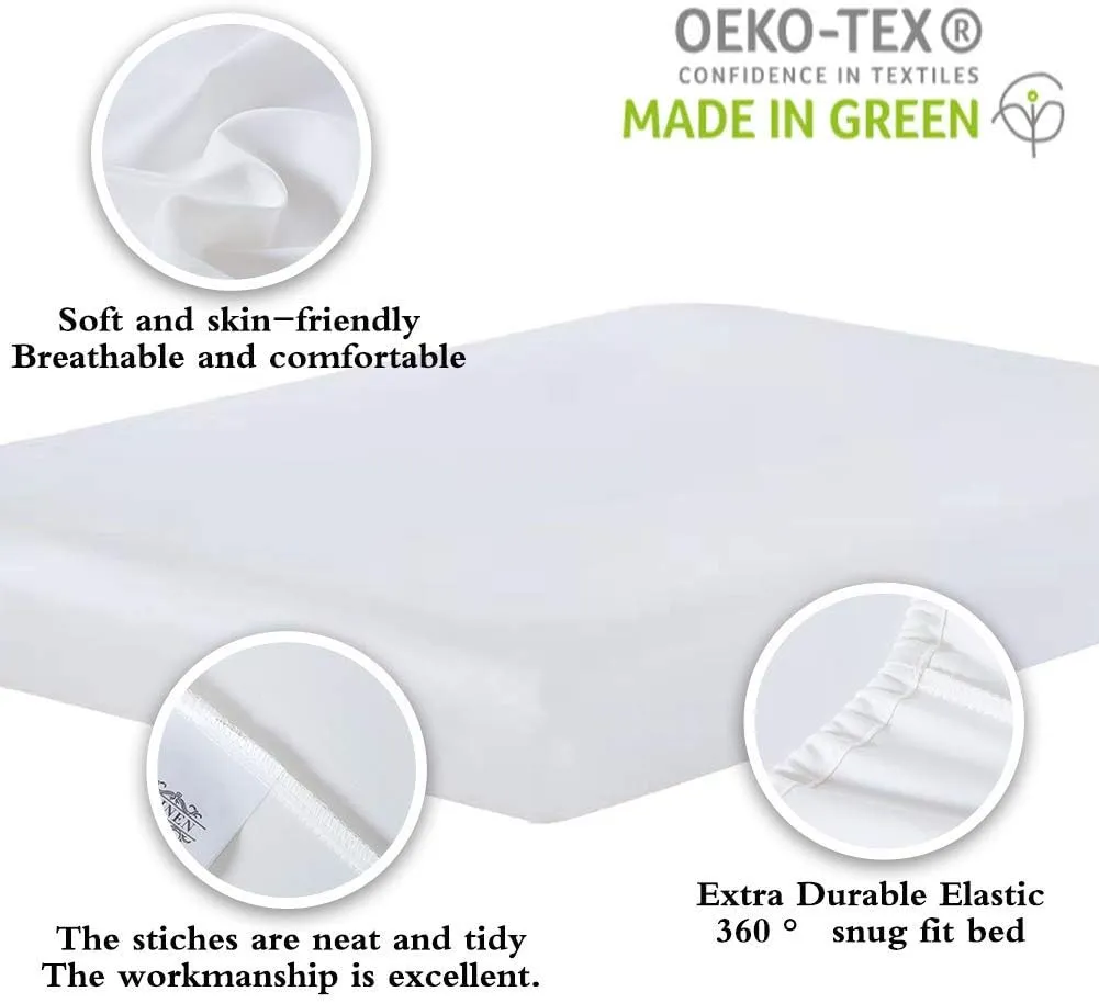 100% Supima Cotton Sheets 600 Thread Count,Bed Sheet Set King Size Sheets 4 Pieces,Soft & Silk Sateen Weave, Fits Mattress Up to 18",Deep Pocket, Breathable & Fade Resistant(White,King)