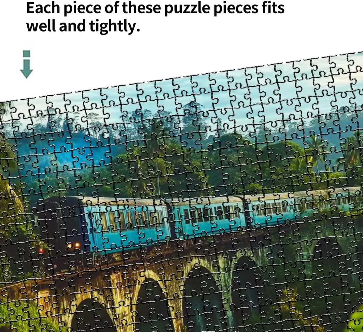 1000 Piece Puzzle Train Passing Arch Bridge 20" x 30" Countdown Indoor Activities Difficult Jigsaw Puzzle Set for Adults, Children - Educational Toys Gift