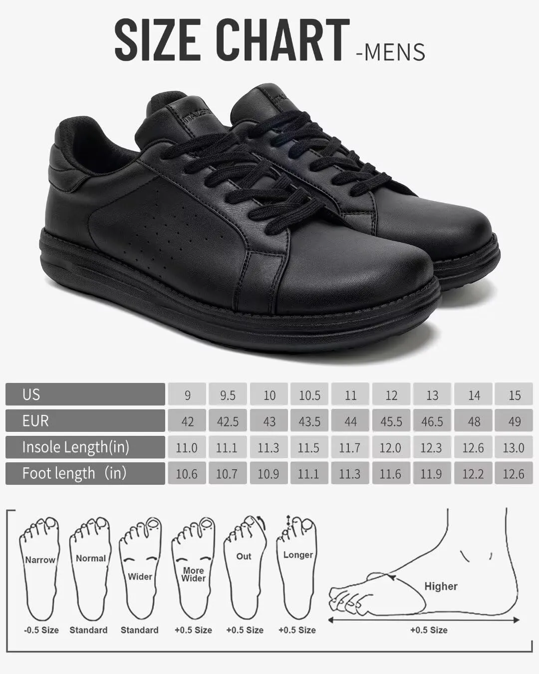 1TAZERO Wide-Shoes for Men - Toe-Box Walking Shoes with Arch Support