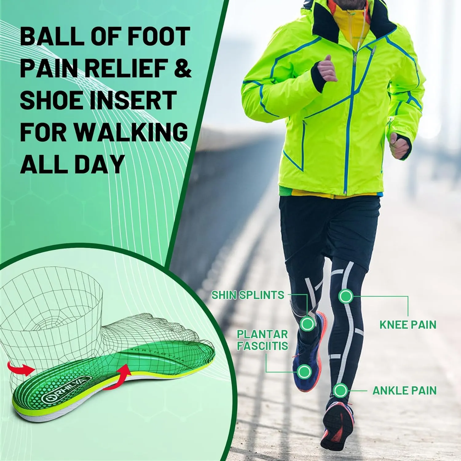 220lbs  High Arch Support Insert Plantar Fasciitis Relief Metatarsal Pain Orthotic Insole for Men & Women Standing All Day, Flat Feet Heel Comfort Work Boot Shoe Inserts,270MM Size 8