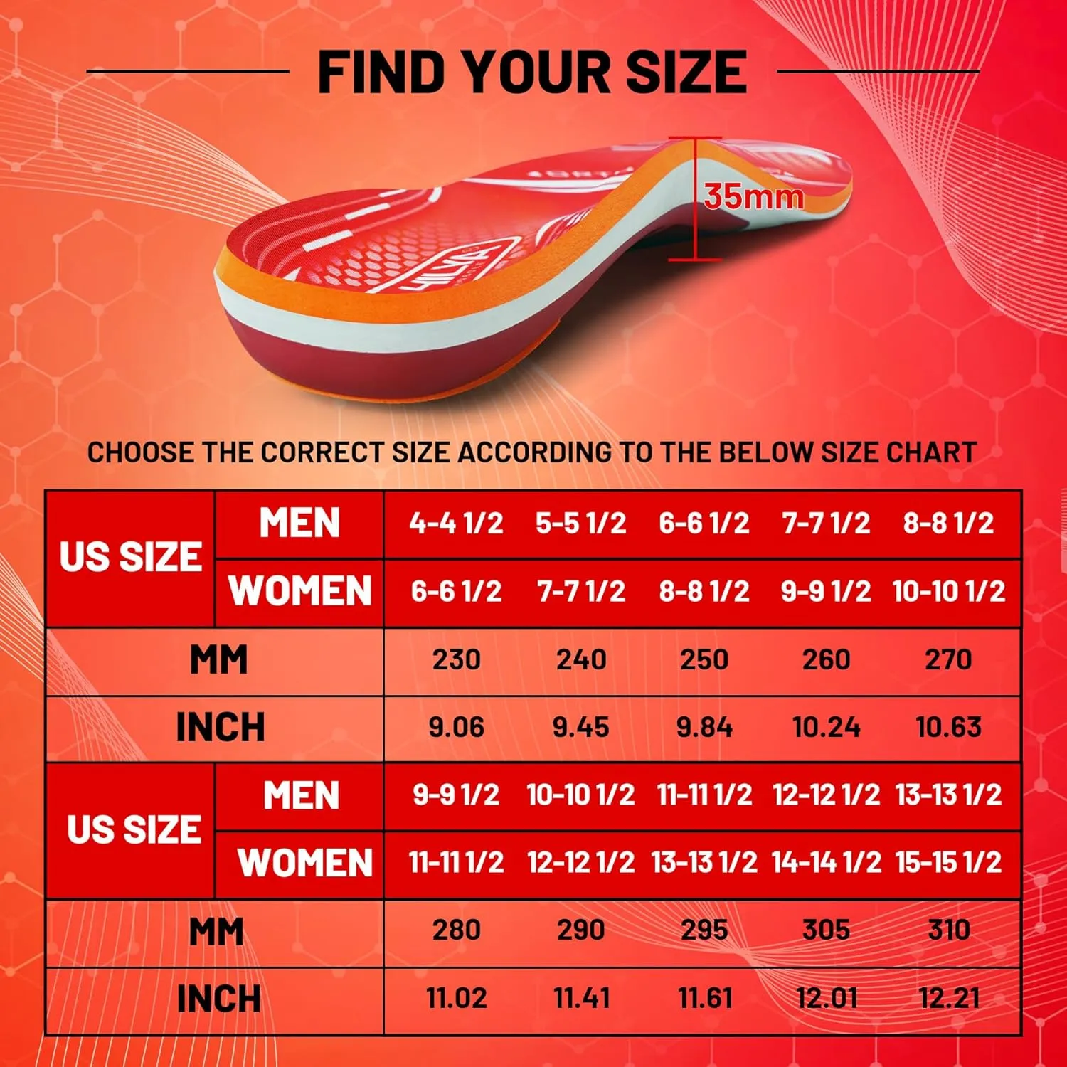 220lbs  Plantar Fasciitis Relief Foot Pain Arch Support Insert Orthotics Insole, Women Men Shoe Inserts Standing All Day, Comfort Cushion Work Boot Insole Flat Feet Heel Spur Size 12, 305MM