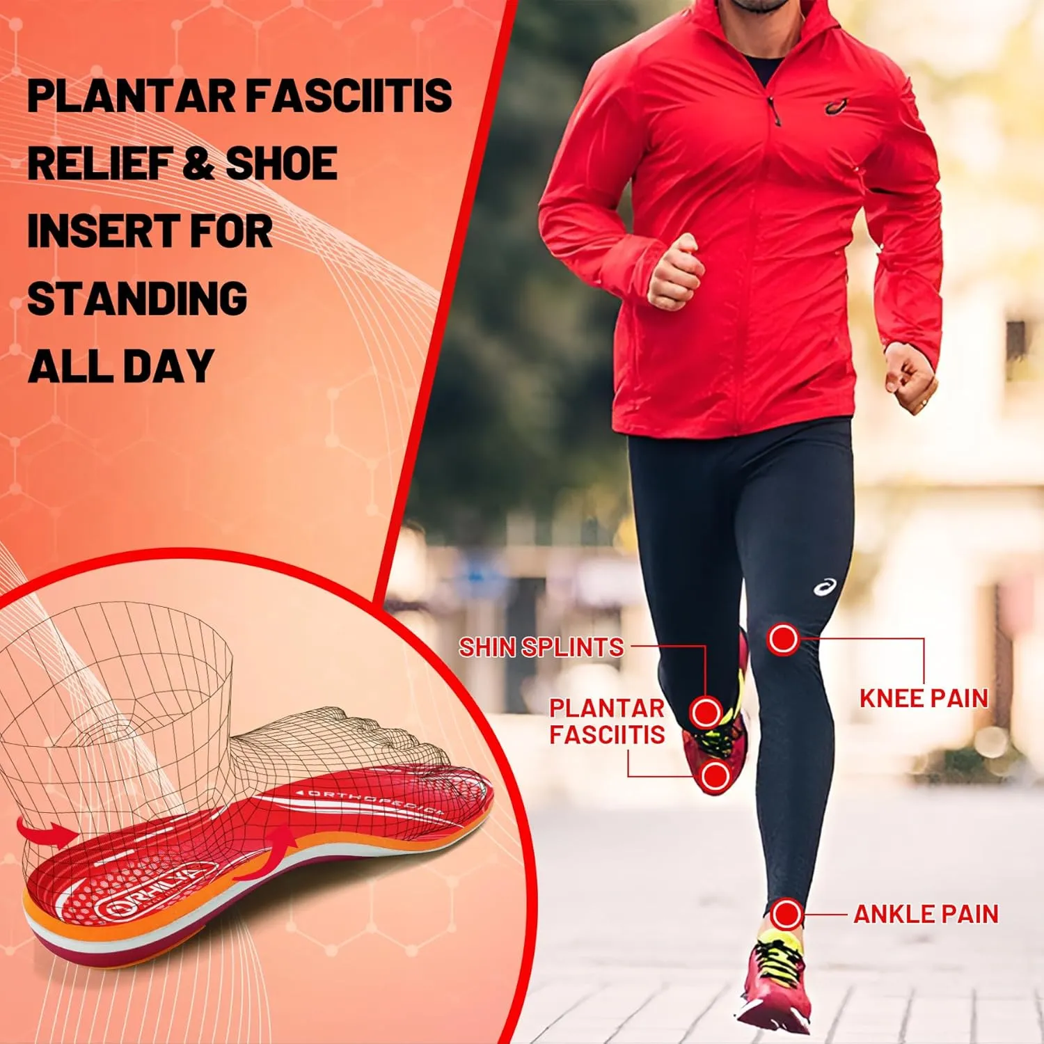 220lbs  Plantar Fasciitis Relief Foot Pain Arch Support Insert Orthotics Insole, Women Men Shoe Inserts Standing All Day, Comfort Cushion Work Boot Insole Flat Feet Heel Spur Size 12, 305MM