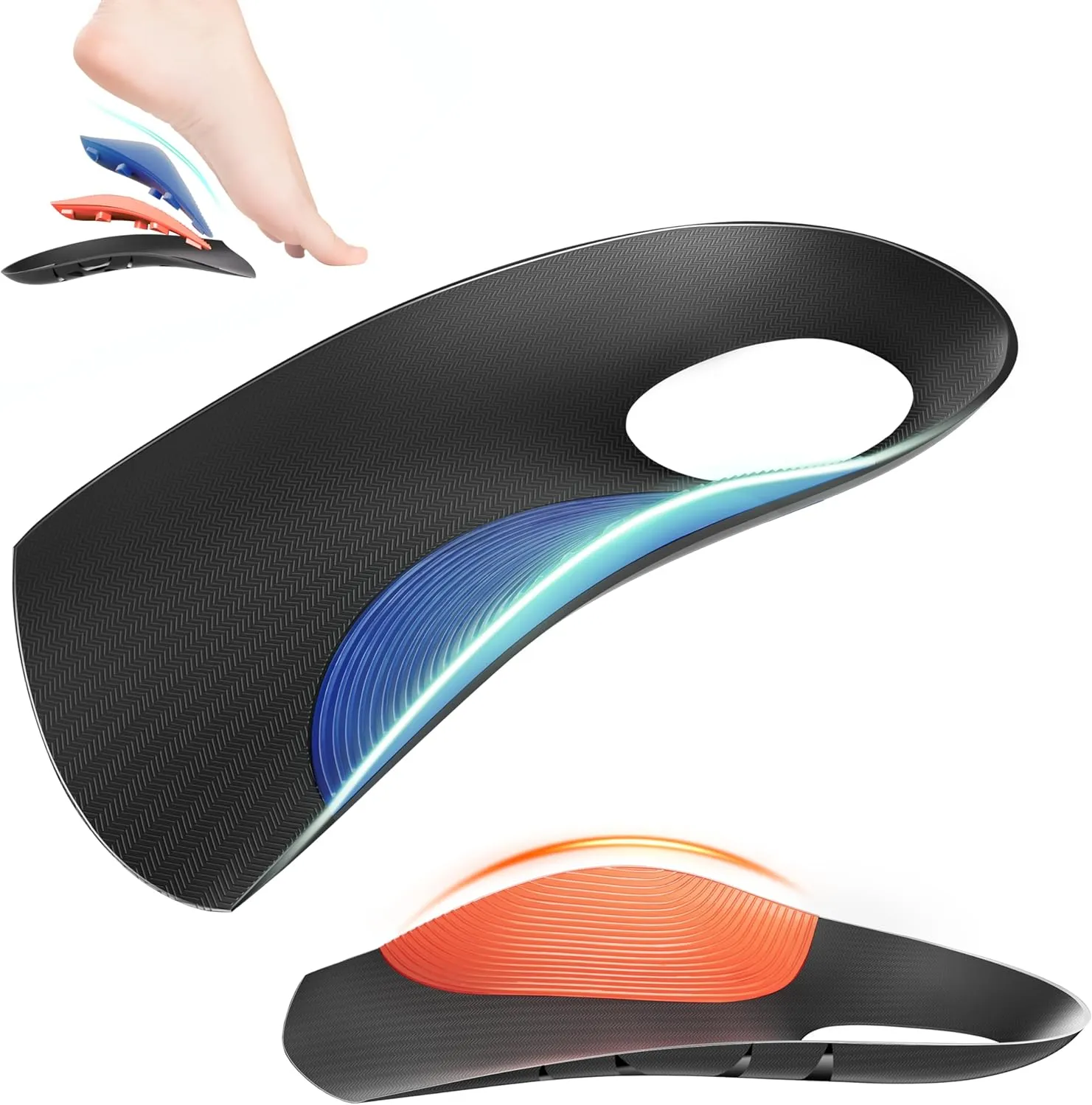 3/4 Removable High Arch Support Shoe Inserts, Orthopedic Insoles for Plantar Fasciitis Relief, Standing All Day Pain Relief, Knee Pain, Over-Pronation, Shoe Insoles for Men & Women - S(Men's 4.5-6)