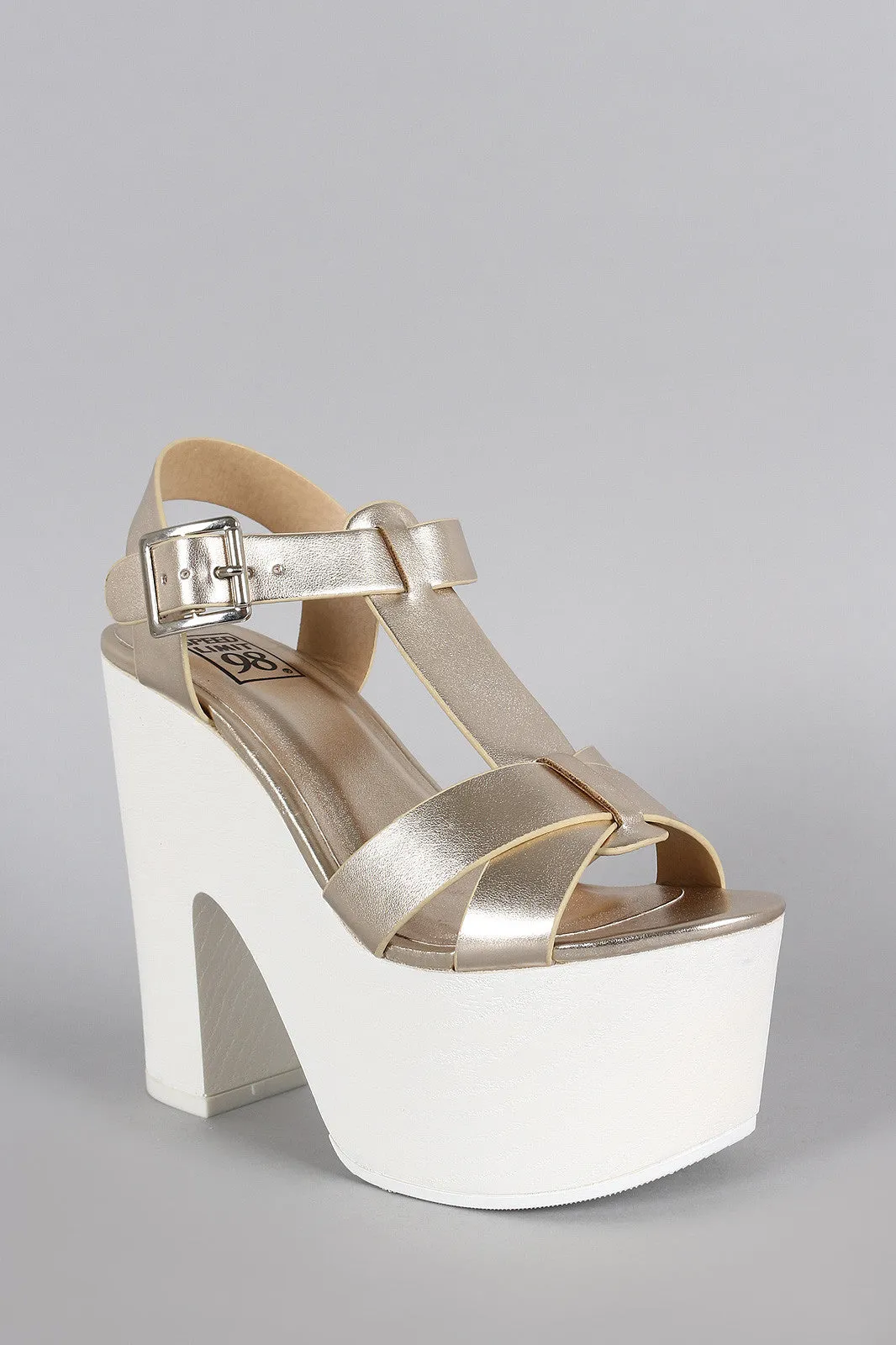 98 Wood Speed Faux Limit Metallic Platform Open Great price Cross Verified Toe Strap