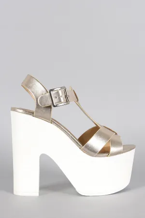 98 Wood Speed Faux Limit Metallic Platform Open Great price Cross Verified Toe Strap