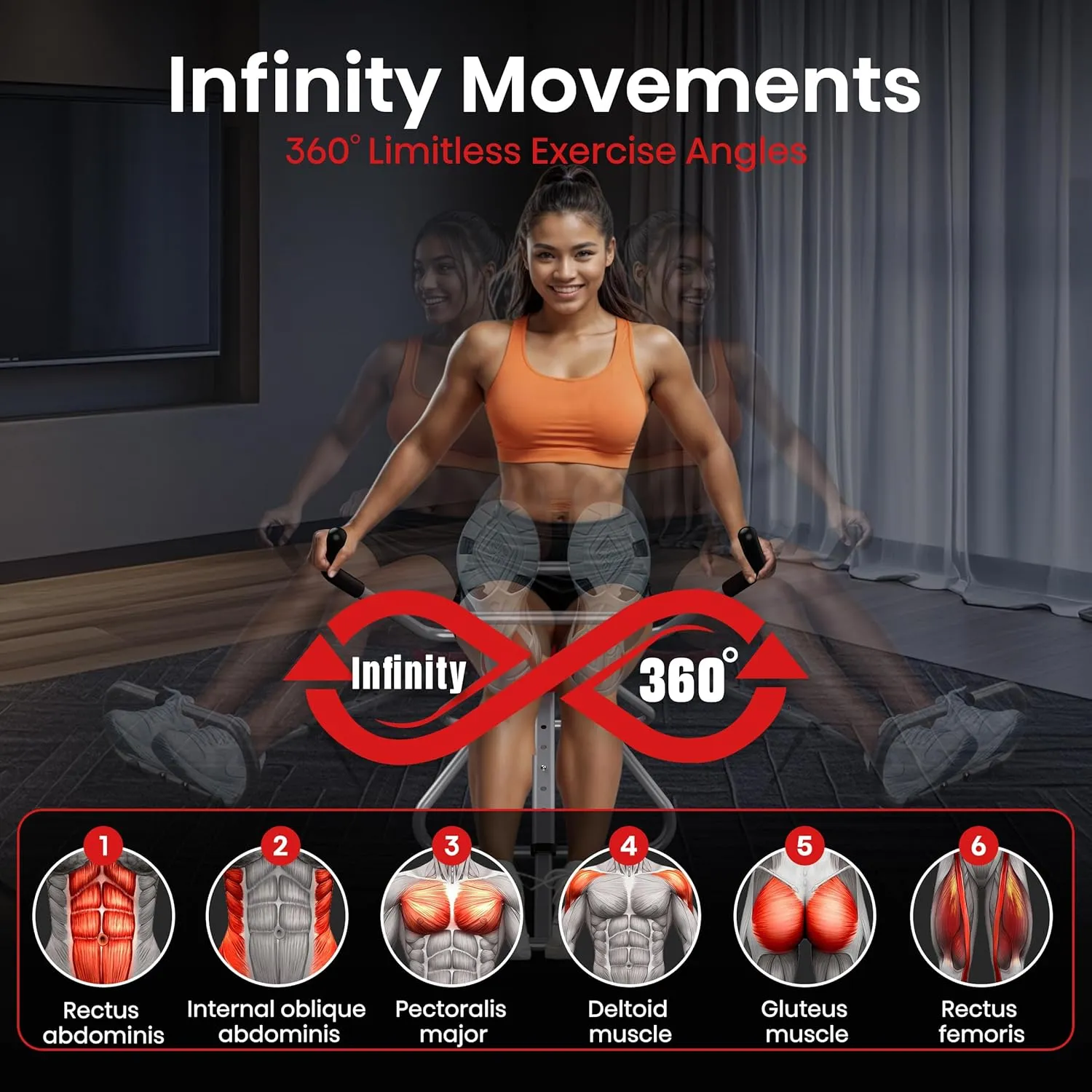 AB SWING INFINITY- Home Ab Workout Machine, Core Training Equipment, Multi-Functional Ab Exercise Trainer, Foldable for Easy Storage, Ideal for Home Gyms, Strength Training, and Fat-Burning Workouts