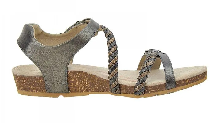 Aetrex Gunmetal Jillian Braided Quarter Strap Womens Sandals SC465
