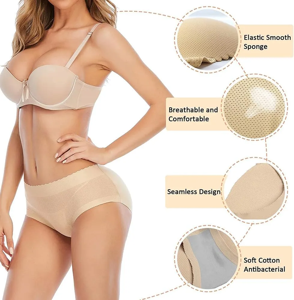 Aimery women 2pcs Seamless Butt Lifter Shapewear Padded Booty Pads Control Panties Hip Enhancer Underwear Body Shape Panty