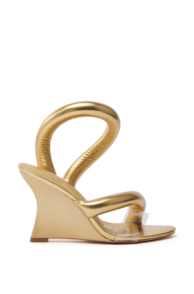 AKIRA MINORU GOLD WEDGE SANDAL