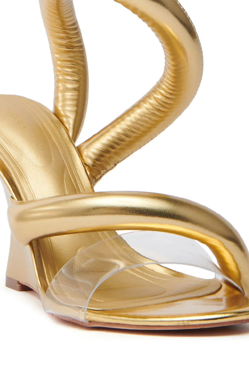 AKIRA MINORU GOLD WEDGE SANDAL