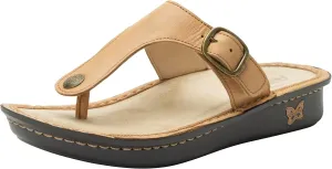 Alegria Women Vella - Timeless Comfort, Arch Support and Travel Style - Casual Flip Flop Slide for Everyday Elegance - Lightweight Leather Thong Sandal