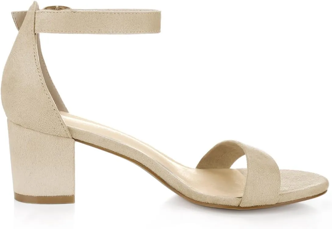 Allegra K Women's Open Toe Block Heel Ankle Strap Sandals