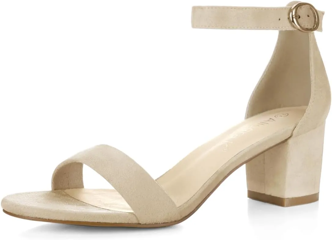 Allegra K Women's Open Toe Block Heel Ankle Strap Sandals