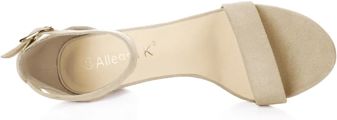 Allegra K Women's Open Toe Block Heel Ankle Strap Sandals