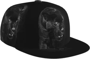 Animal Panther Fashion Flat Brim Baseball Cap-Suitable for Four Seasons Use Daily Outing Outdoor Sports Black