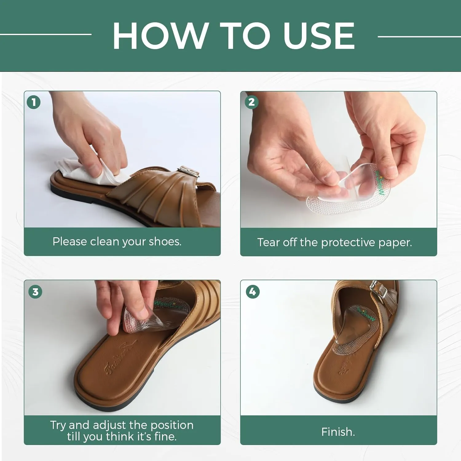 Arch Support Inserts Flat Feet - Welnove 8-Pair Gel Arch Support Insoles for Plantar Fasciitis, Foot Pain Fatigue Relief - Soft Heel Pads Adhesive Fit Most Shoes, Men Women, 0.47" Height