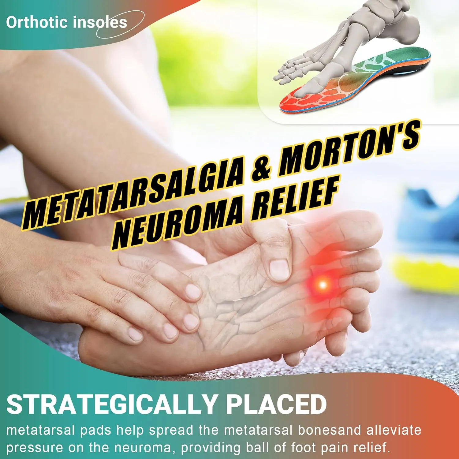 Arch Support Metatarsalgia Insoles with Metatarsal Pads for Men and Women - Ball of Foot Pain Relief Orthotics - Morton's Neuroma Pain Relief Insoles - Shoe Inserts for Plantar Fasciitis, Flat Feet