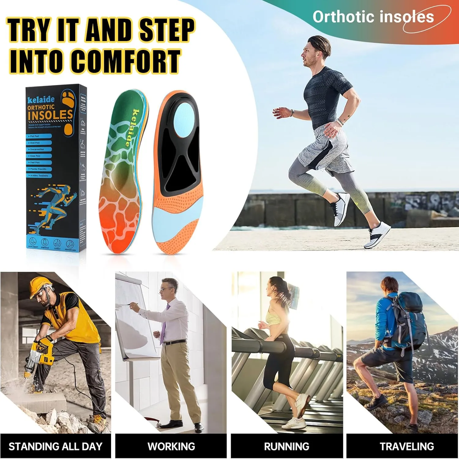 Arch Support Metatarsalgia Insoles with Metatarsal Pads for Men and Women - Ball of Foot Pain Relief Orthotics - Morton's Neuroma Pain Relief Insoles - Shoe Inserts for Plantar Fasciitis, Flat Feet
