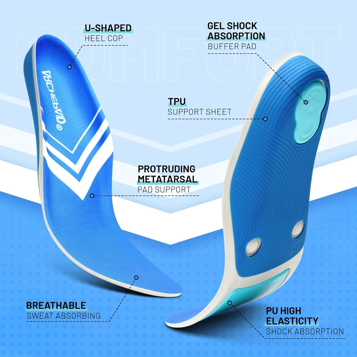 Arch Support Orthotics Insole Plantar Fasciitis Relief Flat Feet para Heel Pain overpronation Inserts Men Women 220  lbs Walk Standing All Day Work Boot Shoe Insoles (Men 6-6 1/2 | Women 8-8 1/2)