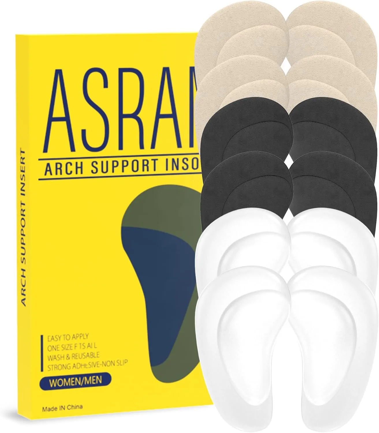 Arch Support,Soft Gel Insole Pads,High Heel Inserts,Reusable Arch Cushions Best for Flat Feet and High Arch Pain,Plantar Fasciitis Relief,for All Day Pain Relief and Comfort.