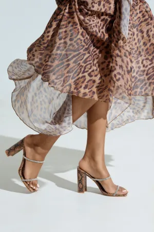 AZALEA WANG EULALIA SNAKE SLIP ON SANDAL WITH RHINESTONE STRAPS