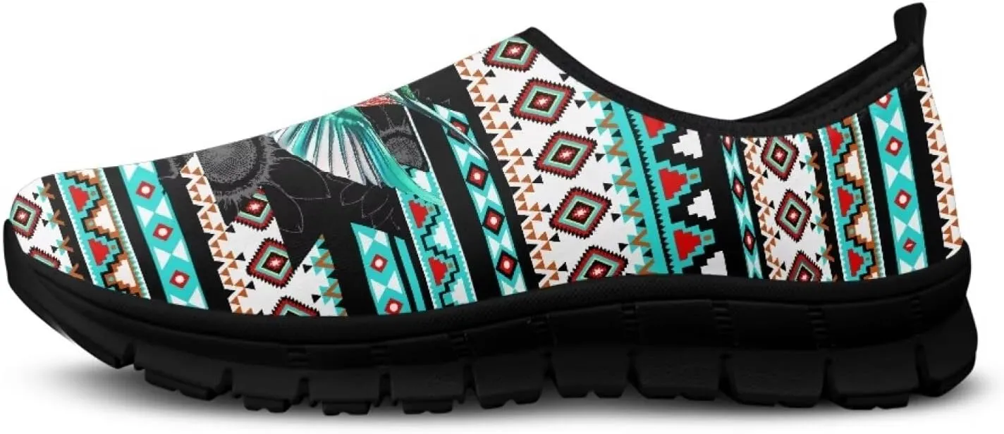 Aztec Walking Shoes for Women Casual Slip On Non Skid Flat Sneakers Fashion Breathable Tennis Work Footwear