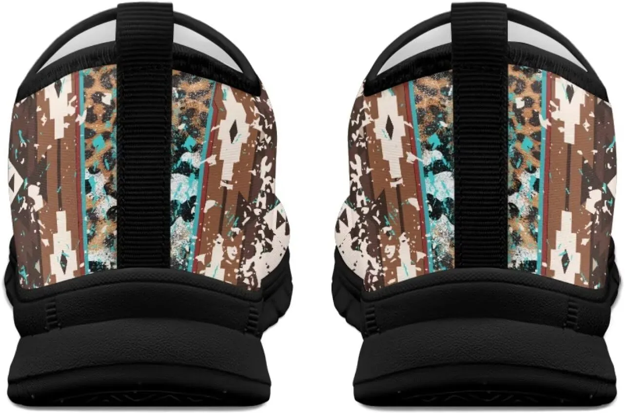 Aztec Walking Shoes for Women Casual Slip On Non Skid Flat Sneakers Fashion Breathable Tennis Work Footwear