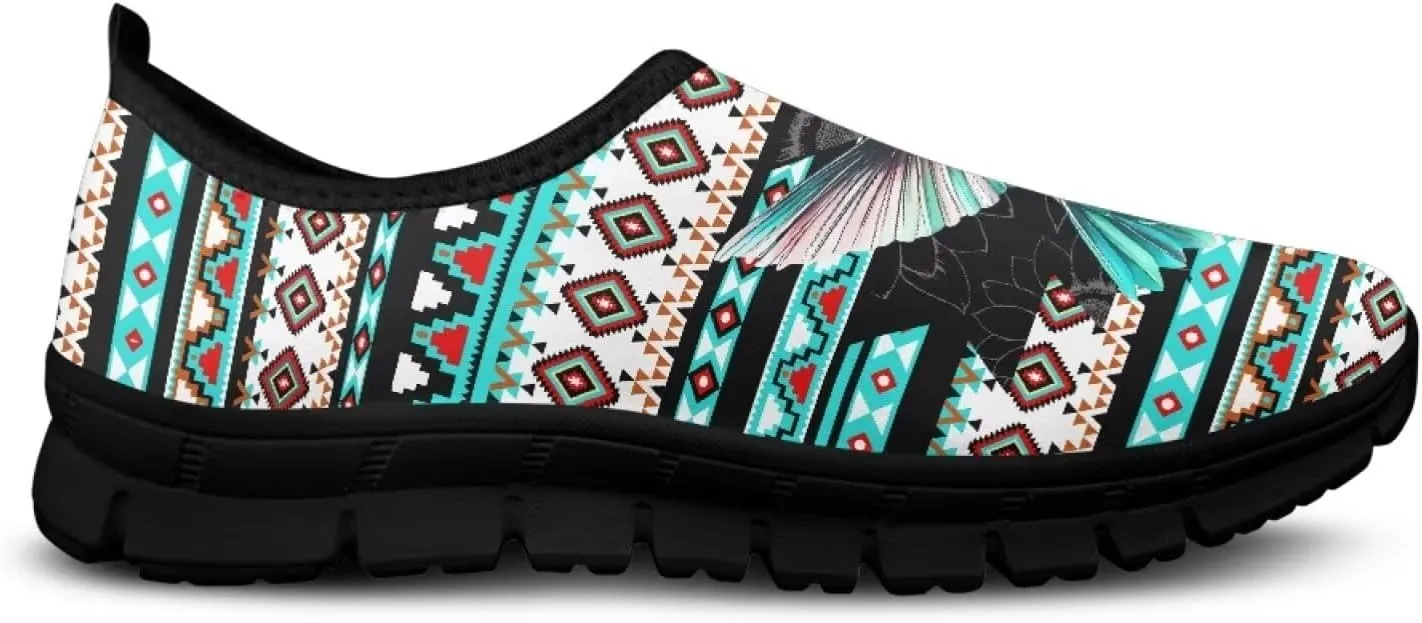 Aztec Walking Shoes for Women Casual Slip On Non Skid Flat Sneakers Fashion Breathable Tennis Work Footwear