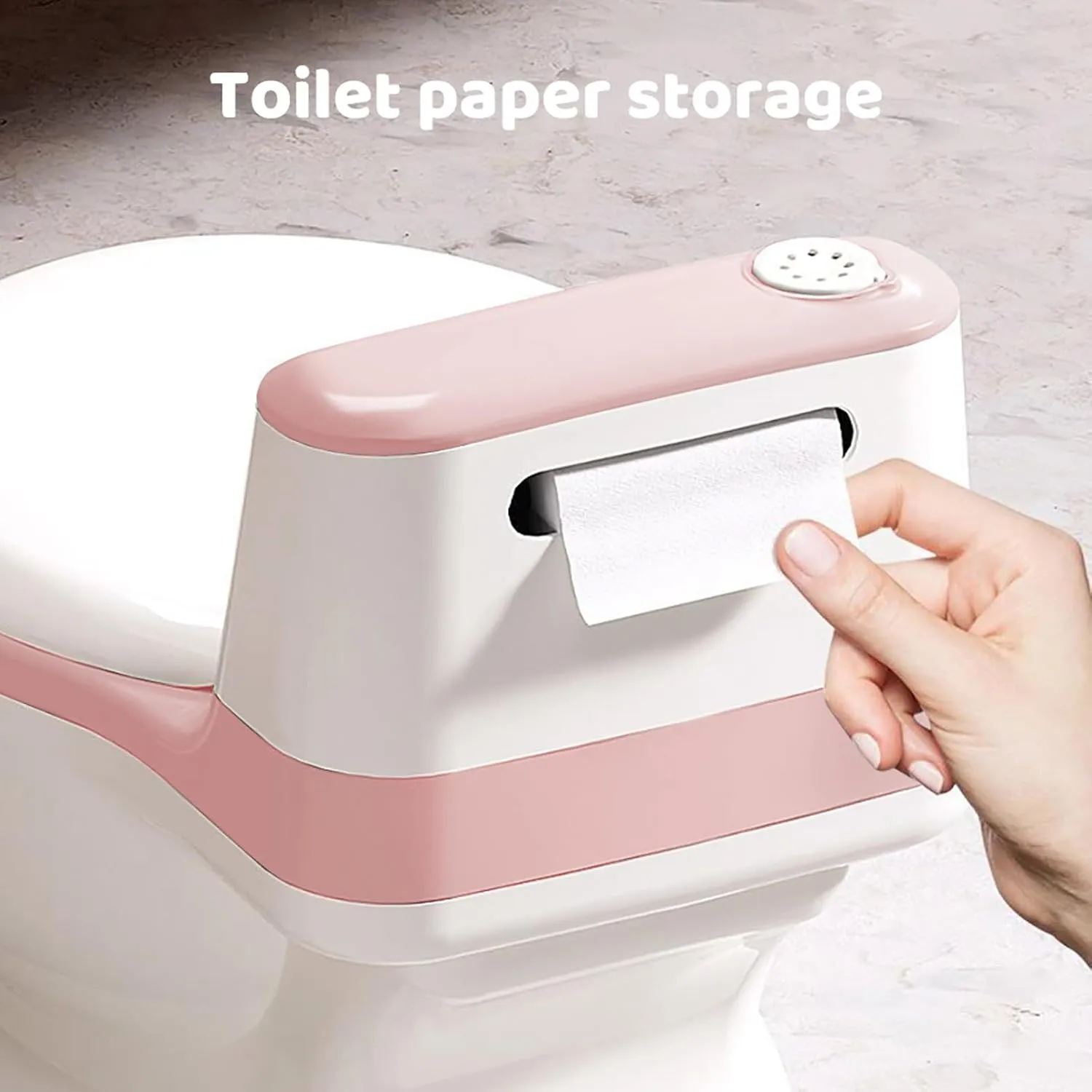 Baby Safety Toilet Training ,Toddler Children Non-Slip Lifelike Soft PU Seat & Wipe Storage Removable Bucket