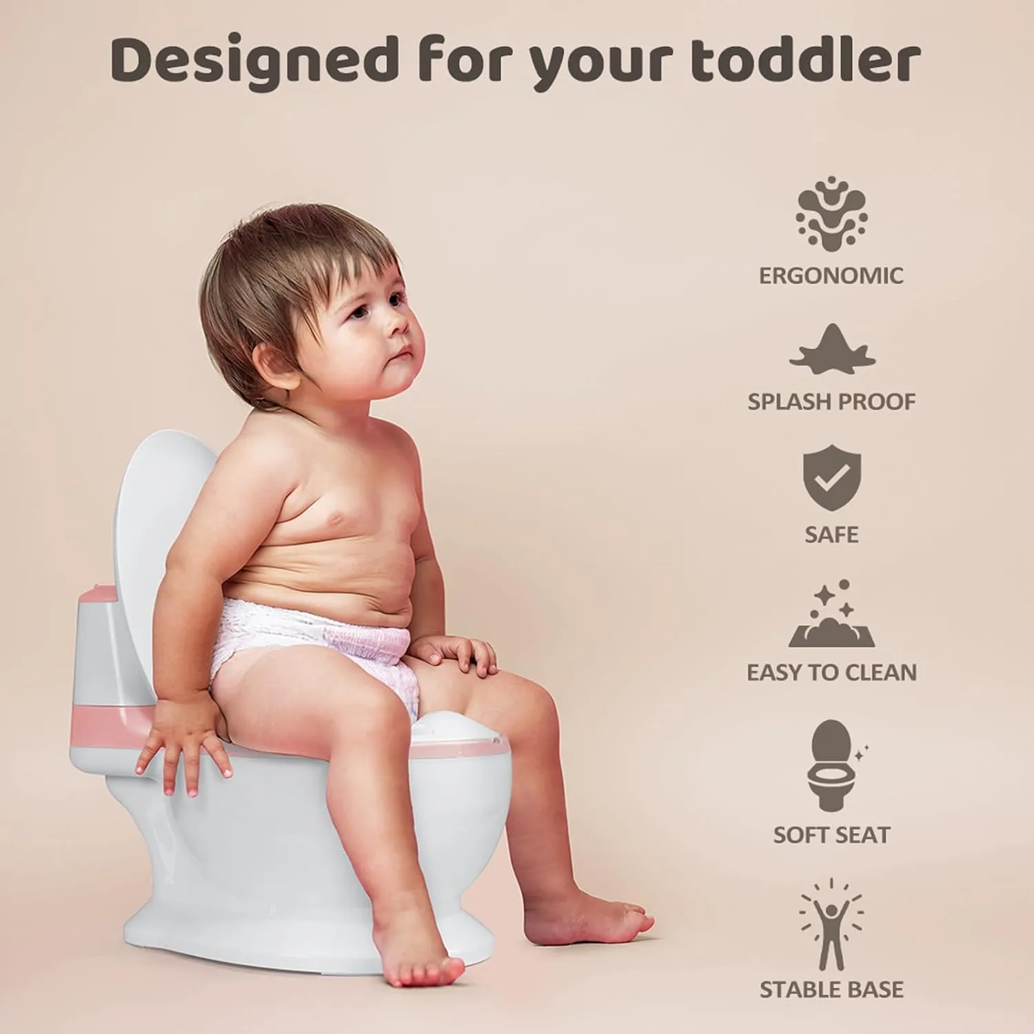Baby Safety Toilet Training ,Toddler Children Non-Slip Lifelike Soft PU Seat & Wipe Storage Removable Bucket
