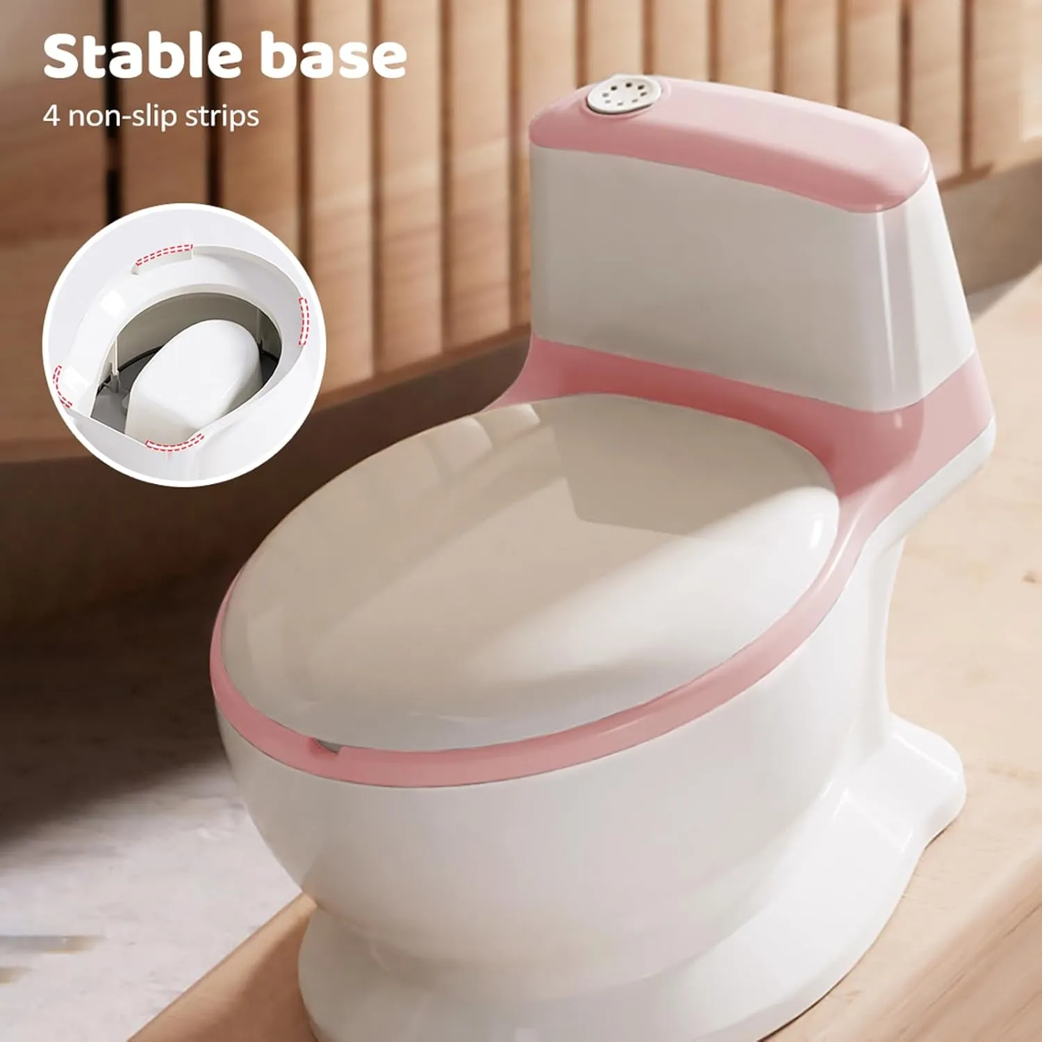 Baby Safety Toilet Training ,Toddler Children Non-Slip Lifelike Soft PU Seat & Wipe Storage Removable Bucket