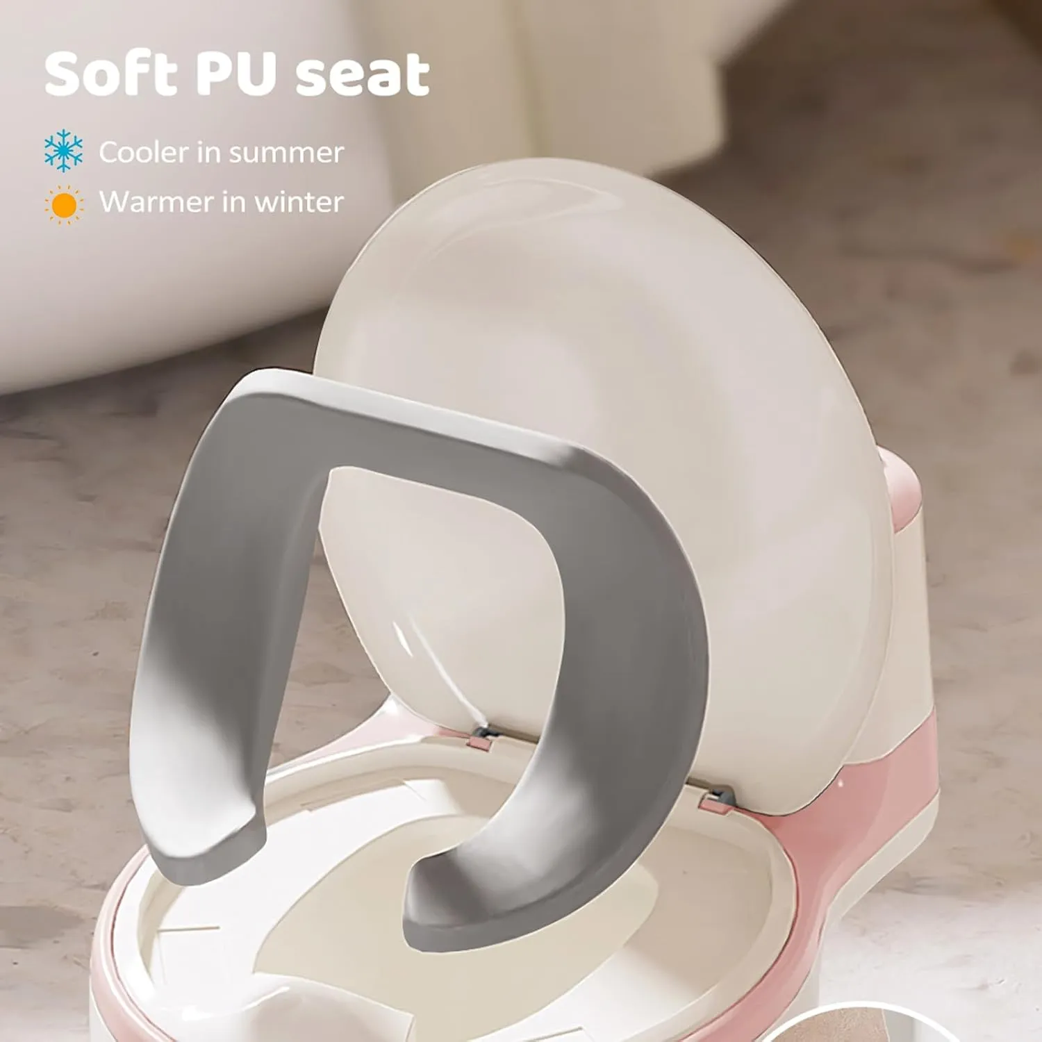 Baby Safety Toilet Training ,Toddler Children Non-Slip Lifelike Soft PU Seat & Wipe Storage Removable Bucket