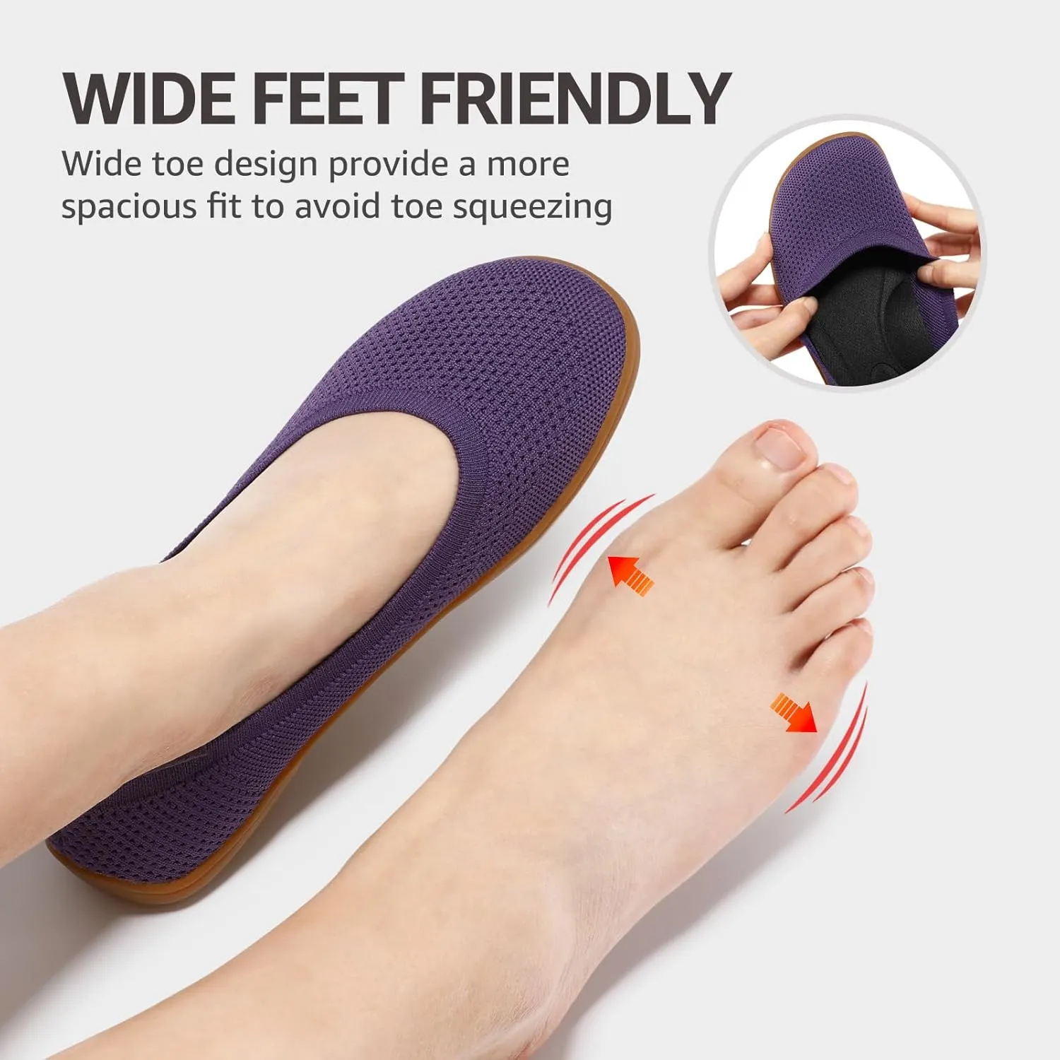 Bacia Wide Toe Box Women Flat Shoes with Arch Support Comfort for Bunions