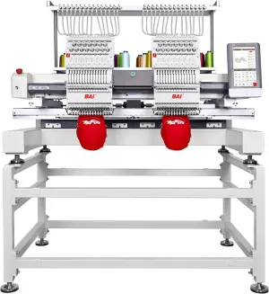 BAi The Vision-2Heads Multi Needle Industrial Embroidery Machine with 20x16" Embroidery Area,Wifi Available Tubular Structure High Penetration,1200spm Max Speed and 950spm for Structural Hat