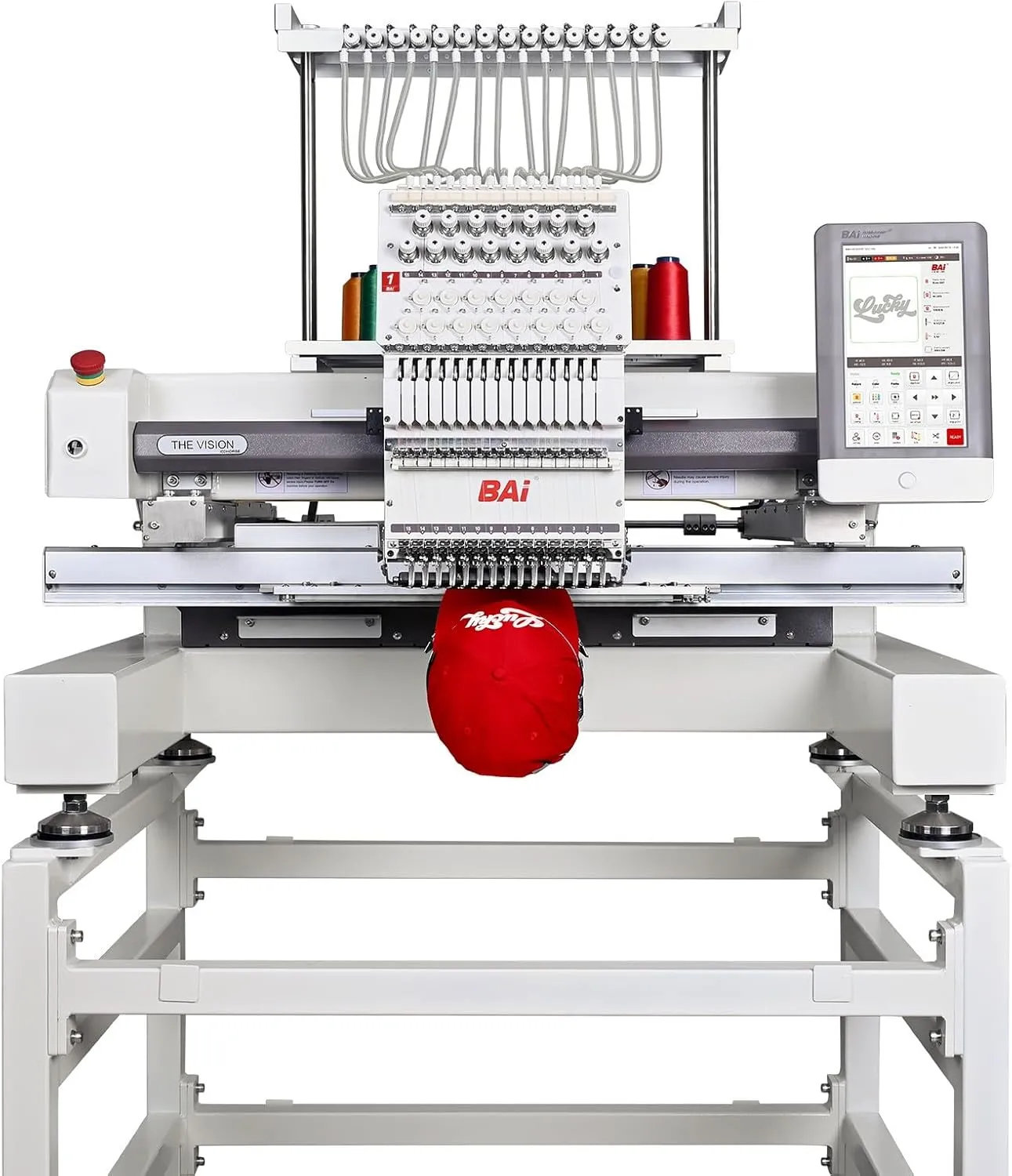 BAi The Vision Embroidery Machine 20x16"Embroidery Area with15 Needles,Wifi Available Commercial Embroidery Machine Tubular Structure High Penetration,1200spm Max Speed and 950spm for Structural Hat