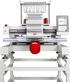 BAi The Vision Embroidery Machine 20x16"Embroidery Area with15 Needles,Wifi Available Commercial Embroidery Machine Tubular Structure High Penetration,1200spm Max Speed and 950spm for Structural Hat