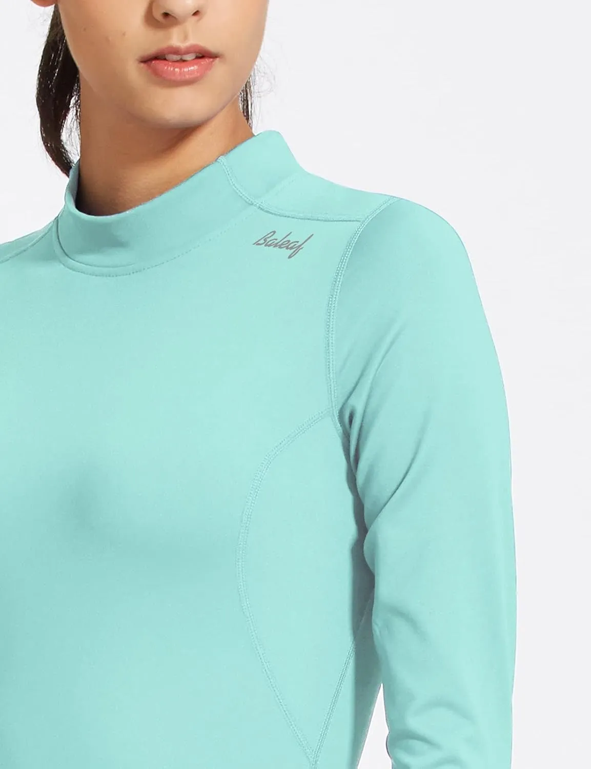 baleaf Women's Thermal Tops Fleece Shirts Running Workout Athletic Base Layer Warm Cold Weather Gear Mock Neck