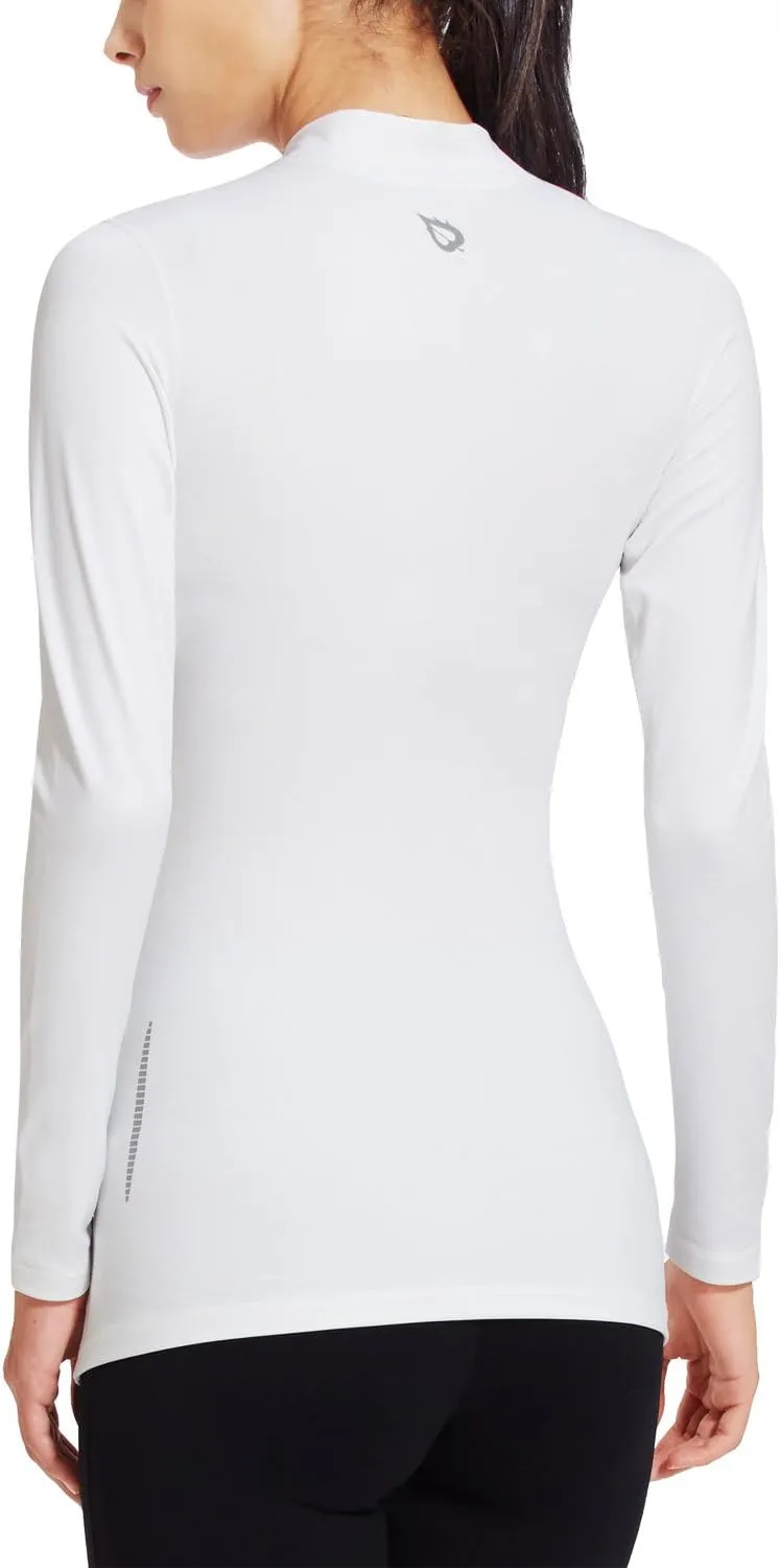 baleaf Women's Thermal Tops Fleece Shirts Running Workout Athletic Base Layer Warm Cold Weather Gear Mock Neck