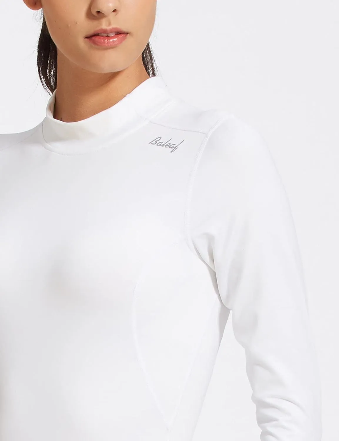 baleaf Women's Thermal Tops Fleece Shirts Running Workout Athletic Base Layer Warm Cold Weather Gear Mock Neck