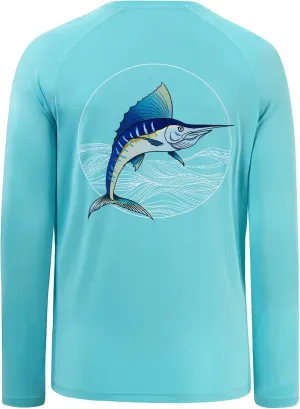 BASSDASH Men’s Fish Graphic UPF 50  Long Sleeve Fishing Shirts Sun Protection Breathable Moisture Wicking T-Shirt