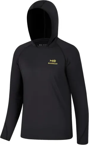 BASSDASH Youth UPF50  Performance T Shirt with Hood Long Sleeve Fishing Hiking Sun Shirt FS03Y
