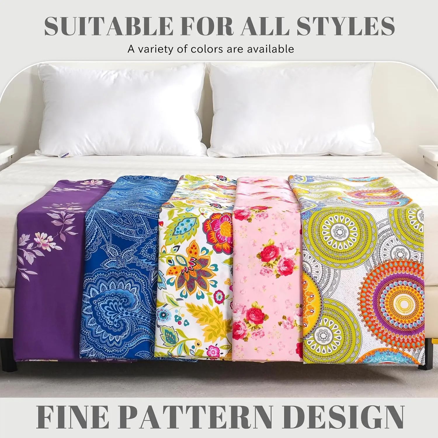 Bedlifes Queen Sheet Set Ultra Soft, Breathable, Silky Flower Deep Pocket 100% Microfiber Bedding, 4 Piece Queen Size Mandala Patterned