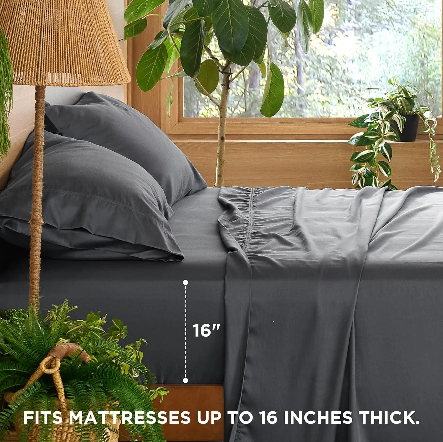 Bedsure Cooling Sheets King Size - Lyocell Cotton Sheet Set, GentleSoft™, Silky & Breathable Eucalyptus Bed Sheets with Deep Pocket, 4 Pieces, Luxury Hotel Bedding, Dark Grey