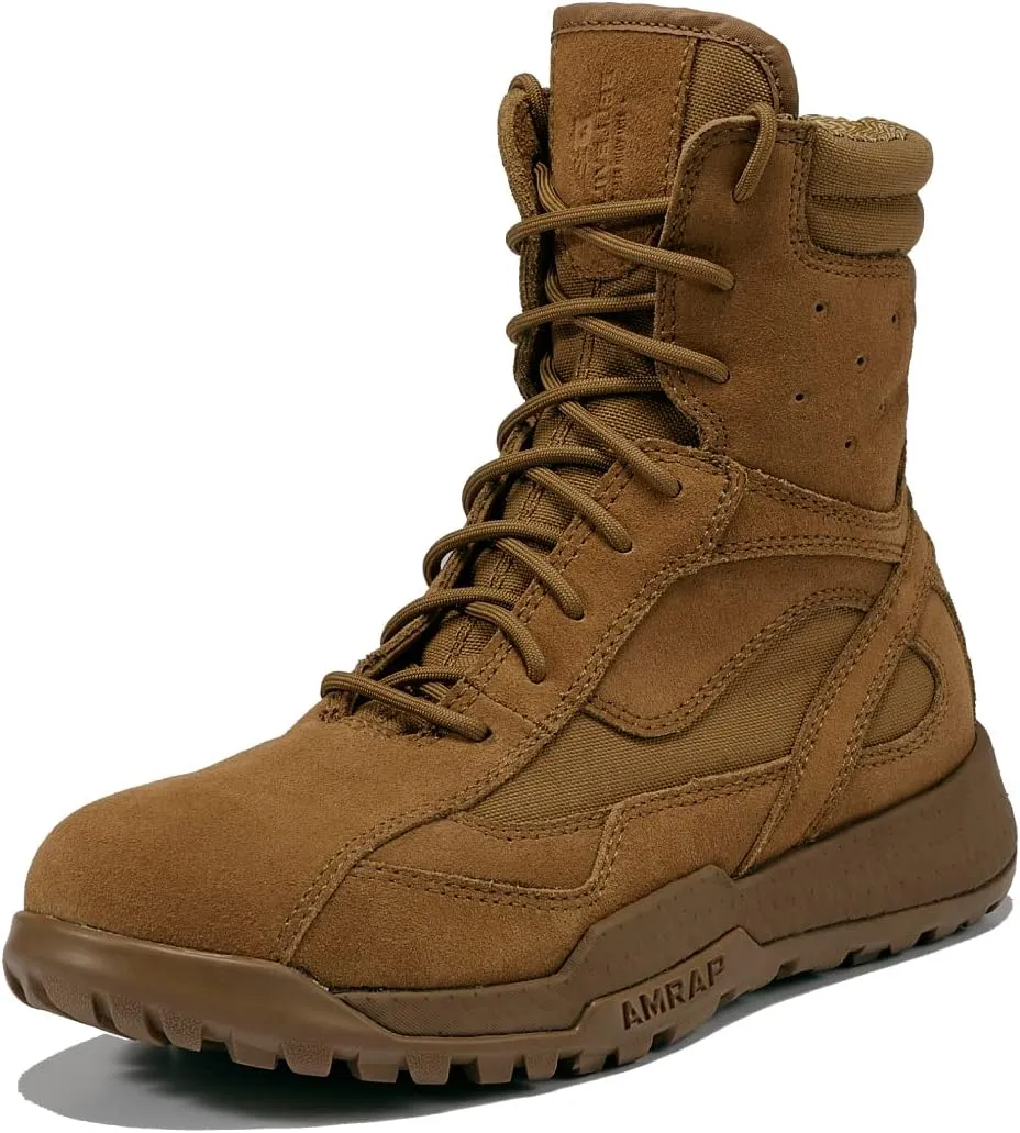 Belleville BV505 8” AMRAP Athletic Field Boot - Coyote Brown Leather & Nylon Combat Boots for Men, Moisture-Wicking Lining, TPU Midsole, and Rubber Outsole